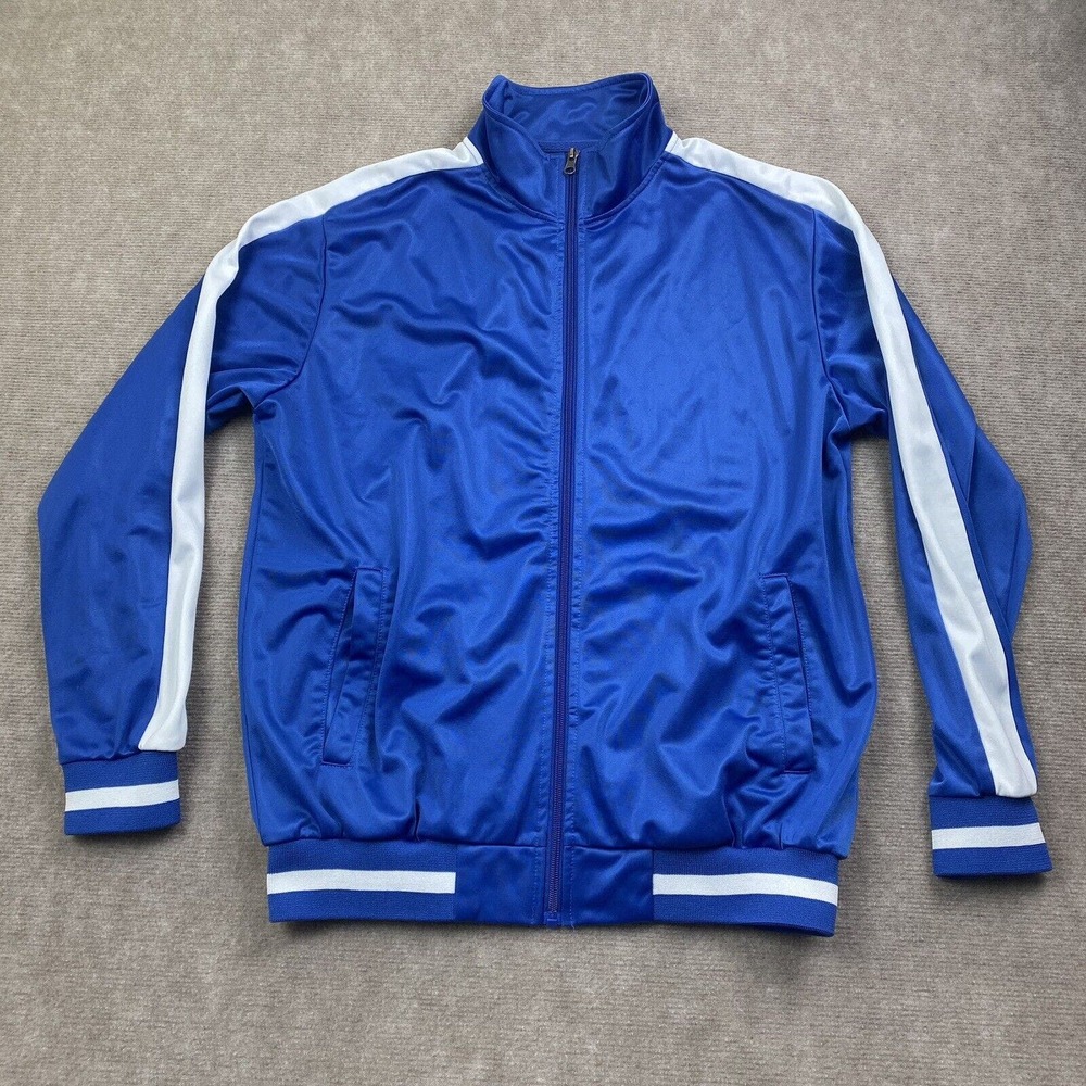Original Deluxe Supply Mens Retro Striped Lightweight Jacket Blue Size Large